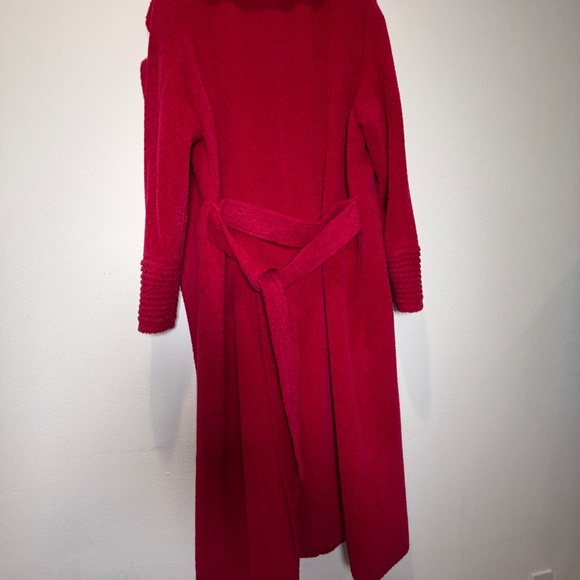 Sentaler Red Baby Alpaca Long Large Notched Collar Wrap Coat Sz XL - Picture 13 of 15